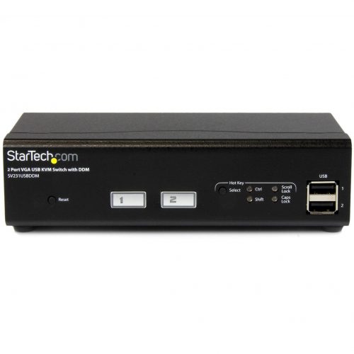 Startech .com 2 Port USB VGA KVM Switch with DDM Fast Switching Technology and CablesControl 2 VGA, USB-equipped PCs with a single periphe… SV231USBDDM