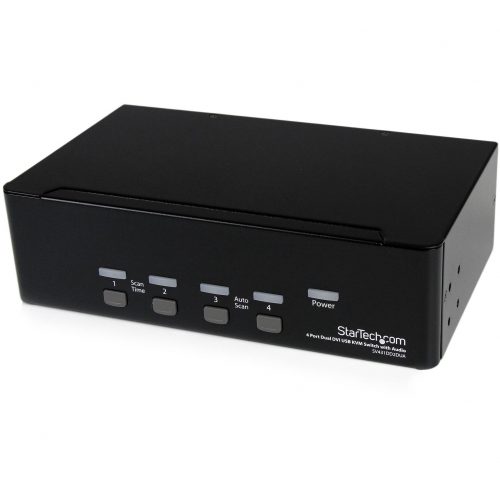 Startech .com 4 Port Dual DVI USB KVM Switch w/ Audio & USB HubShare a keyboard, mouse and dual DVI displays/monitors between 4 multimedia… SV431DD2DUA