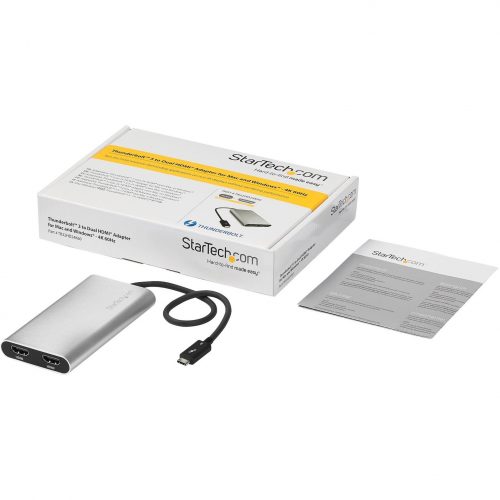 Startech .com Thunderbolt 3 to Dual HDMI 2.0 Adapter4K 60Hz Dual Monitor TB3 HDMI Video AdapterThunderbolt 3 Certified -Mac & Windows -… TB32HD24K60