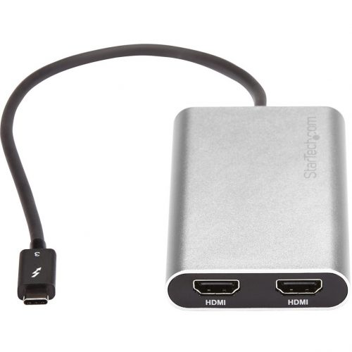 Startech .com Thunderbolt 3 to Dual HDMI 2.0 Adapter4K 60Hz Dual Monitor TB3 HDMI Video AdapterThunderbolt 3 Certified -Mac & Windows -… TB32HD24K60