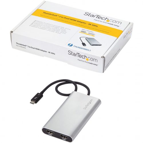 Startech .com Thunderbolt 3 to Dual HDMI AdapterThunderbolt to 2x HDMI Converter4K 30HzWindows only CompatibleHDMI/Thunderbolt 3 for… TB32HD2