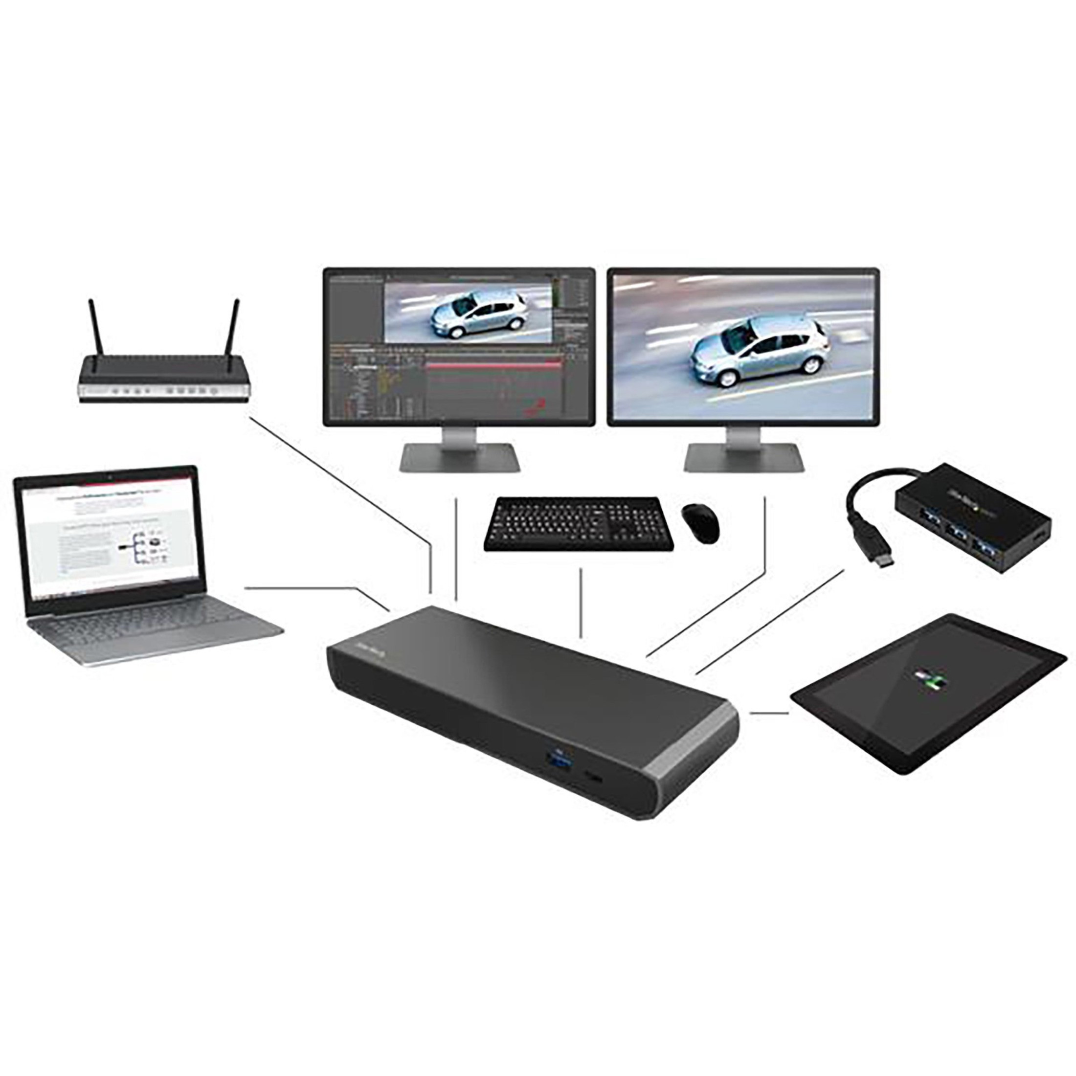 Shop  StarTech.com Thunderbolt 3 Dock w/ USB-C Compatibility - Dual 4K  60Hz DP 1.4 or HDMI - 1x8K - 96W PD