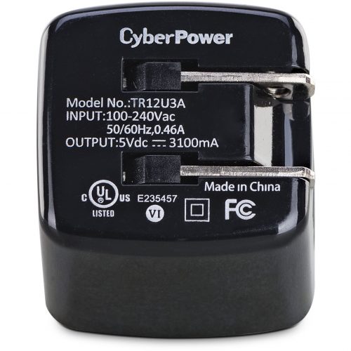 CyberPower TR12U3A Dual USB Wall Charger – 2 USB Ports 3.1 Amps NEMA 5-15P