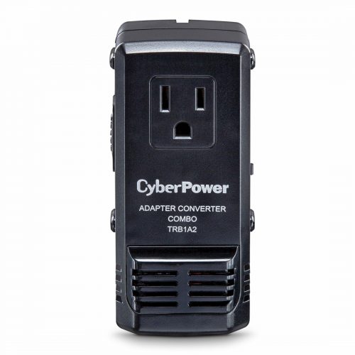 CyberPower TRB1A2 International Travel Adapter – VAC with USB Type A C, G, and I Input Plugs