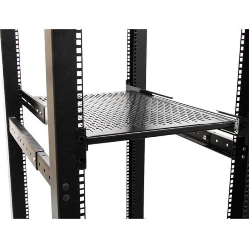 Startech .com 2U Adjustable Mounting Depth Vented Sliding Rack Mount Shelf50lbs / 22.7kg2U Rack Height x 19″ Rack WidthBlackCold-… UNISLDSHF19