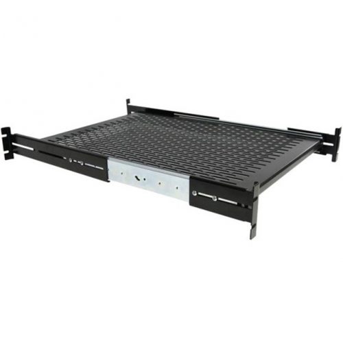 Startech .com 2U Adjustable Mounting Depth Vented Sliding Rack Mount Shelf50lbs / 22.7kg2U Rack Height x 19″ Rack WidthBlackCold-… UNISLDSHF19