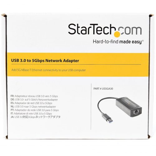 Startech .com 5GbE USB A to Ethernet AdapterNBASE-T NICUSB 3.0 Type A 2.5 GbE /5 GbE Multi Speed Gigabit Network USB 3.1 to RJ45/LANUSB… US5GA30