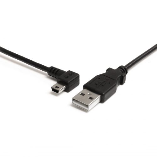 Startech .com 6 ft Mini USB CableA to Left Angle Mini BType A Male USBMini Type B Male USB6ftBlack USB2HABM6LA