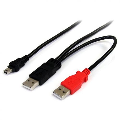 Startech .com 1ft USB Y Cable for External Hard DriveConnect and power your external mini-USB equipped hard drive through two standard USB… USB2HABMY1