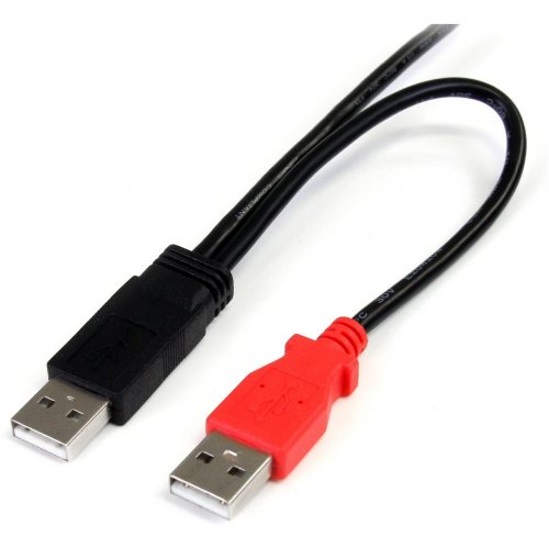 Startech .com 1 ft USB Y Cable for External Hard DriveDual USB A to Micro BType A Male USBMicro Type B Male USB1ftBlack USB2HAUBY1