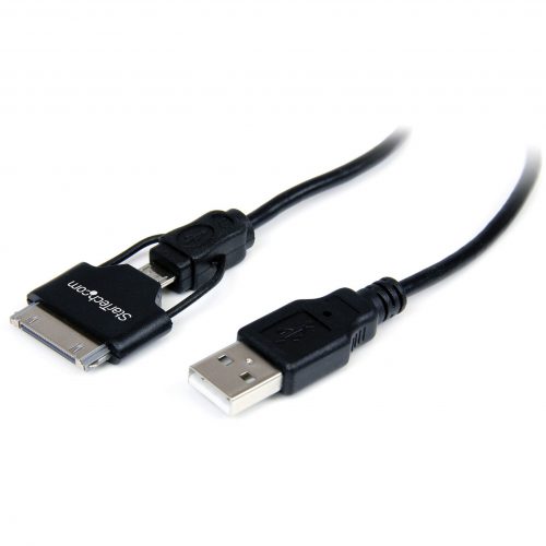 Startech .com 0.65m (2 ft) Short Apple® 30-pin Dock Connector or Micro USB to USB Combo Cable for iPhone / iPod / iPadSync your Micro… USB2UBADC1M