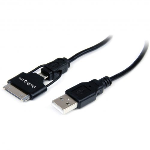 Startech .com 0.65m (2 ft) Short Apple® 30-pin Dock Connector or Micro USB to USB Combo Cable for iPhone / iPod / iPadSync your Micro… USB2UBADC1M