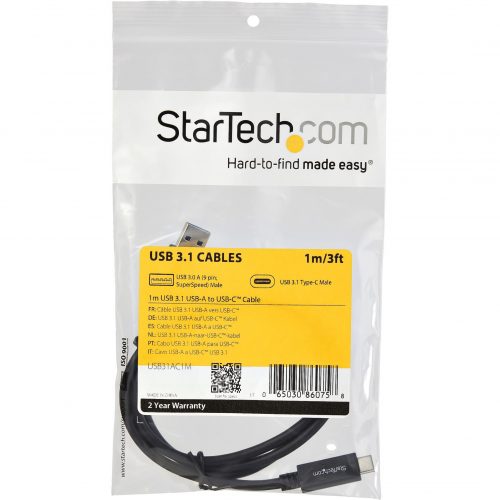 Startech .com .com 3 ft 1m USB to USB C CableUSB 3.1 10GpbsUSB-IF CertifiedUSB A to USB C CableUSB 3.1 Type C CableProvi… USB31AC1M
