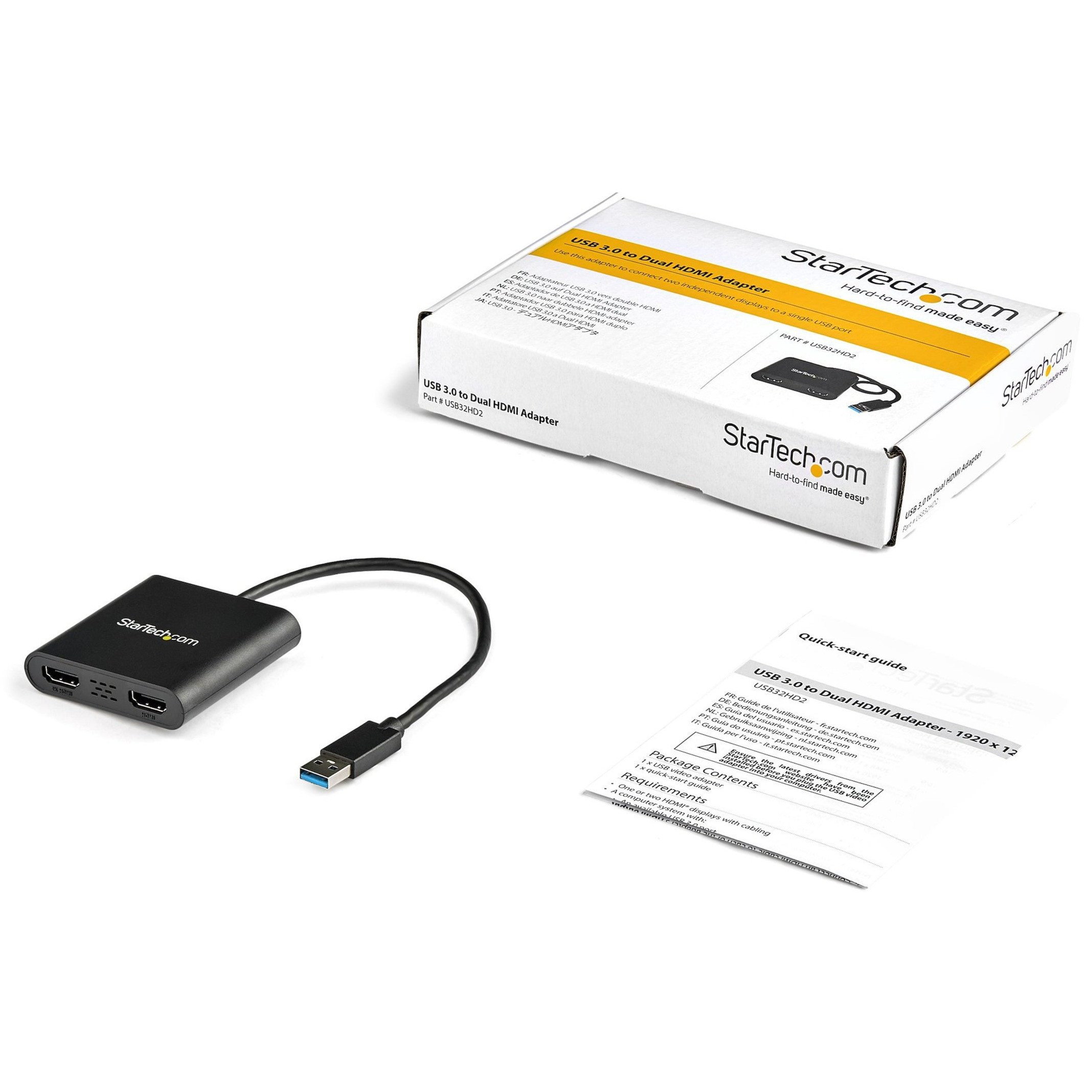 Startech .com USB 3.0 to Dual HDMI Adapter, 1x 4K & 1x 1080p, External  Graphics Card, USB Type-A Dual Monitor Display Adapter, Windows OnlyUS  USB32HD2 - Corporate Armor