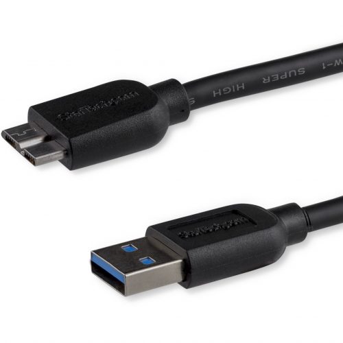 Startech .com 0.5m (20in) Slim SuperSpeed USB 3.0 A to Micro B CableM/MFlexible cable for convenient positioning of USB 3.0 devices -… USB3AUB50CMS