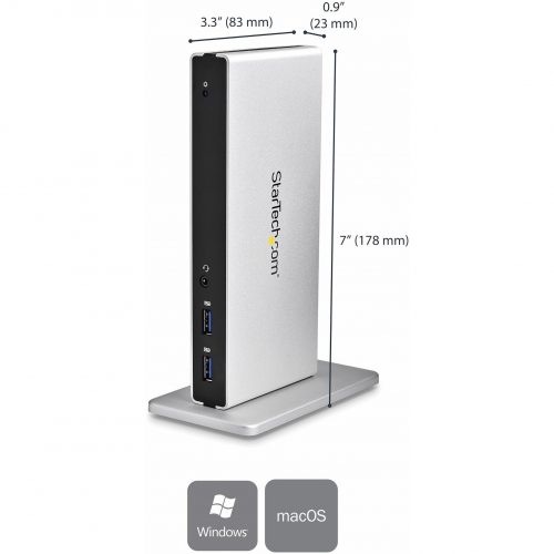 Startech .com USB 3.0 Docking StationCompatible with Windows / macOSDual DVI Docking Station Supports Dual MonitorsDVI to HDMI and D… USB3SDOCKDD