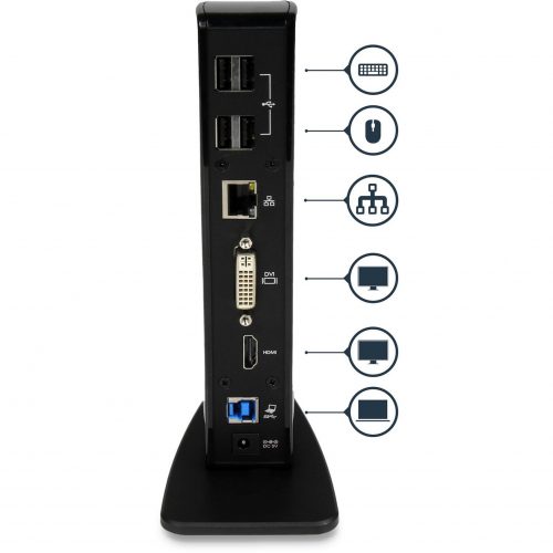 Startech .com USB 3.0 Docking StationCompatible with Windows / macOSSupports Dual DisplaysHDMI and DVIDVI to VGA Adapter Included… USB3SDOCKHD