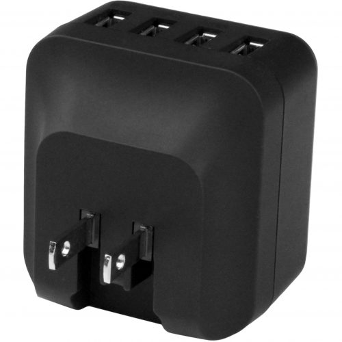 Startech .com Travel USB Wall Charger4 PortBlackUniversal Travel AdapterInternational Power AdapterUSB ChargerCharge 2 tablet… USB4PACBK