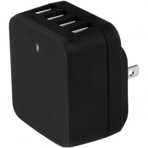Startech .com Travel USB Wall Charger4 PortBlackUniversal Travel AdapterInternational Power AdapterUSB ChargerCharge 2 tablet… USB4PACBK