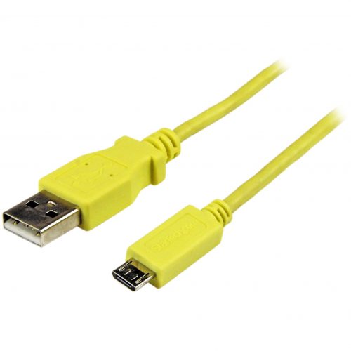 Startech .com 1m Yellow Mobile Charge Sync USB to Slim Micro USB Cable for Smartphones and TabletsA to Micro B M/MCharge and Sync your M… USBAUB1MYL