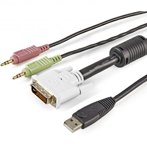 Startech .com .com 4-in-1 USB DVI KVM CableKeyboard / video / mouse / audio extender4 pin USB Type A, mini-phone stereo 3.5 mm… USBDVI4N1A10
