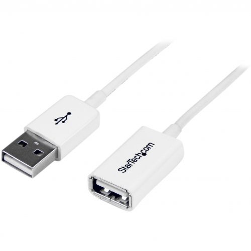 Startech .com 1m White USB 2.0 Extension Cable A to AM/FExtend the length of your USB 2.0 cable by up to 1mUSB Male to Female Cable… USBEXTPAA1MW
