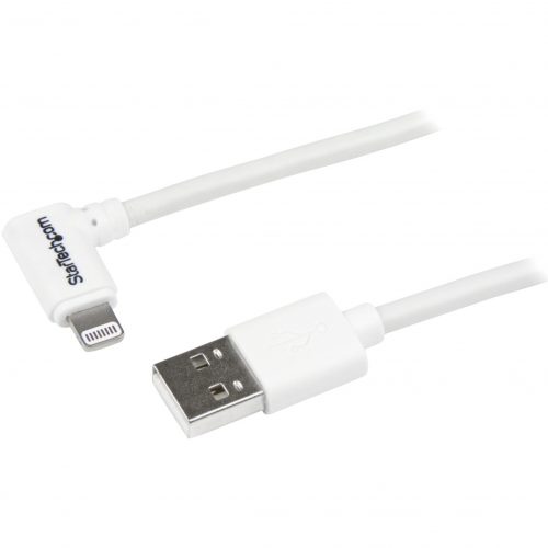 Startech .com 1m 3 ft Angled Lightning to USB CableWhiteAngled Lightning Cable for iPhone / iPod / iPadCharge or sync an iPhone, iPod… USBLT1MWR