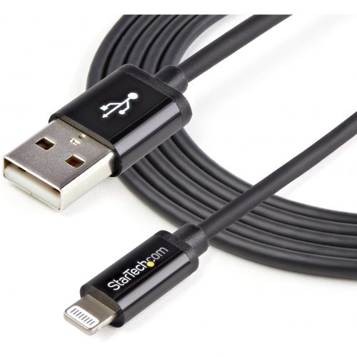 Startech .com 2m (6ft) Long Black Apple® 8-pin Lightning Connector to USB Cable for iPhone / iPod / iPadCharge and Sync your Apple® L… USBLT2MB