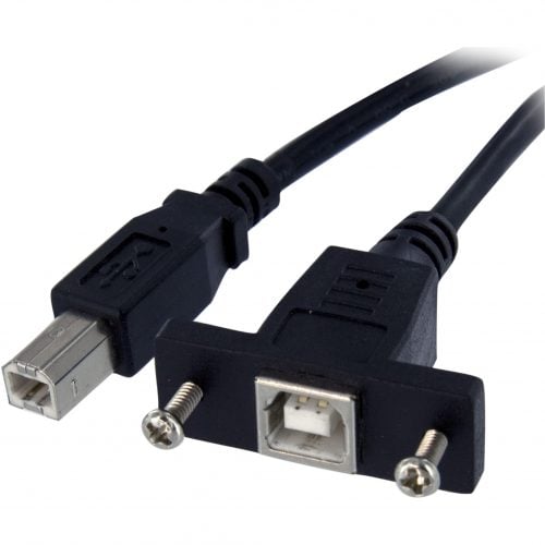Startech .com .com 1 ft Panel Mount USB Cable B to BF/MType B Male USBType B Female USB1ftBlack USBPNLBFBM1