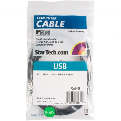 Startech .com 6ft Micro USB CableA to Micro BUSB6 ft1 x Type A Male USB1 x Micro Type B Male USBBlack UUSBHAUB6