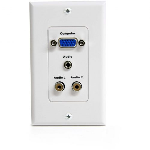 Startech .com 15-Pin Female VGA Wall Plate with 3.5mm and RCAWhiteAdd an in-wall VGA port with audio, for a neat, professional quality… VGAPLATERCA