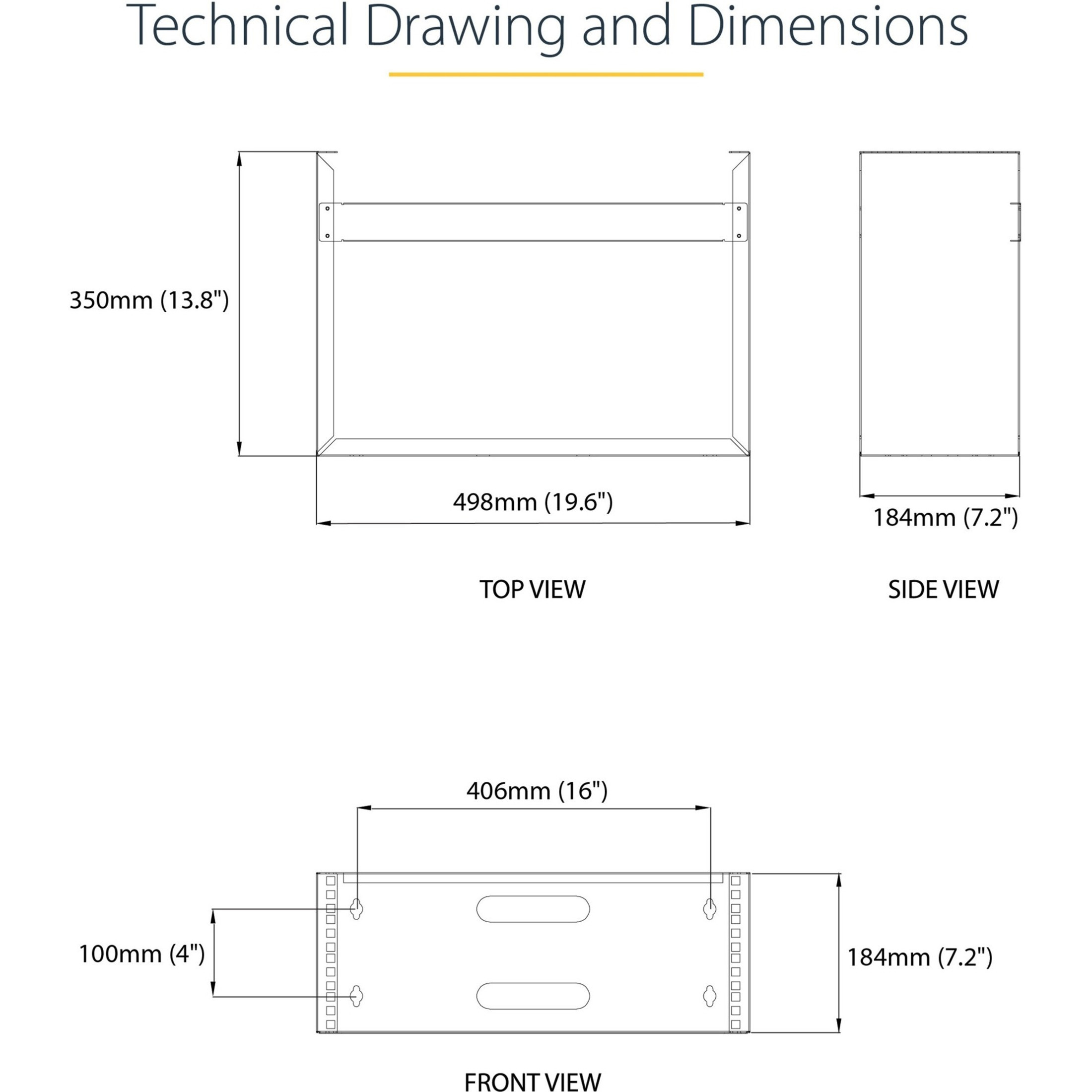 Startech .com 4U Wall Mount Rack, 13.78in Deep, 19 inch Wall Mount