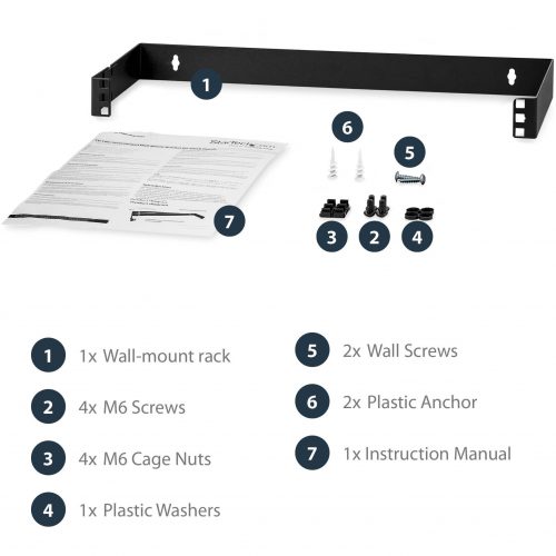 Startech .com 1U 19in Hinged Wallmounting Bracket for Patch PanelSteel WALLMOUNTH1