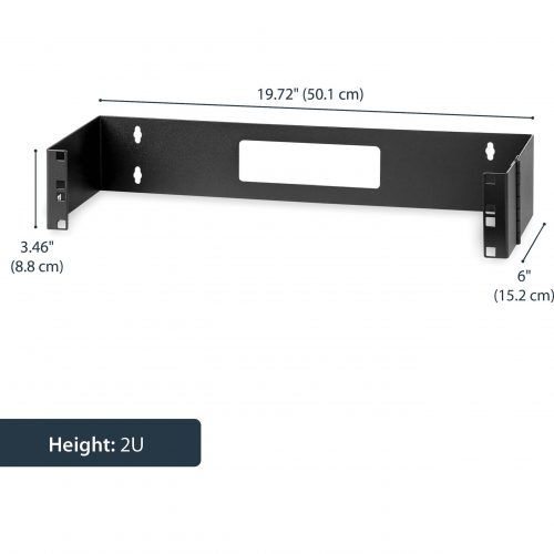 Startech .com 2U 19in Hinged Wallmount Bracket for Patch PanelsBlack WALLMOUNTH2