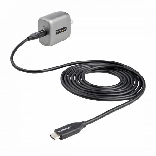 Startech .com 30W USB-C Wall Charger, Portable GaN Charger w/ USB Power Delivery Fast Charging, USB-IF Certified, 6ft Cable, USB-C Charger30 W… WCH1C30