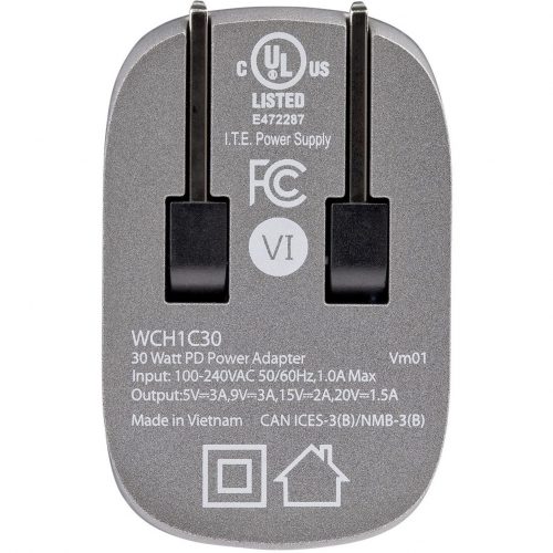 Startech .com 30W USB-C Wall Charger, Portable GaN Charger w/ USB Power Delivery Fast Charging, USB-IF Certified, 6ft Cable, USB-C Charger30 W… WCH1C30