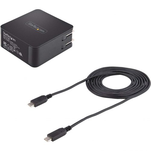 Startech .com USB C Wall Charger, 60W PD with 6ft/2m Cable, Portable USB Type C Laptop Charger, Universal Adapter, USB IF/ETL Certified60 Watt… WCH1CBK