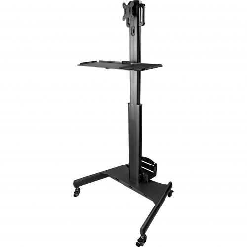 Startech .com Mobile Standing Workstation with Monitor Mount, CPU/PC Holder, Height Adjustable Desktop Computer Cart, Standing WorkstationSt… WKSTNCART