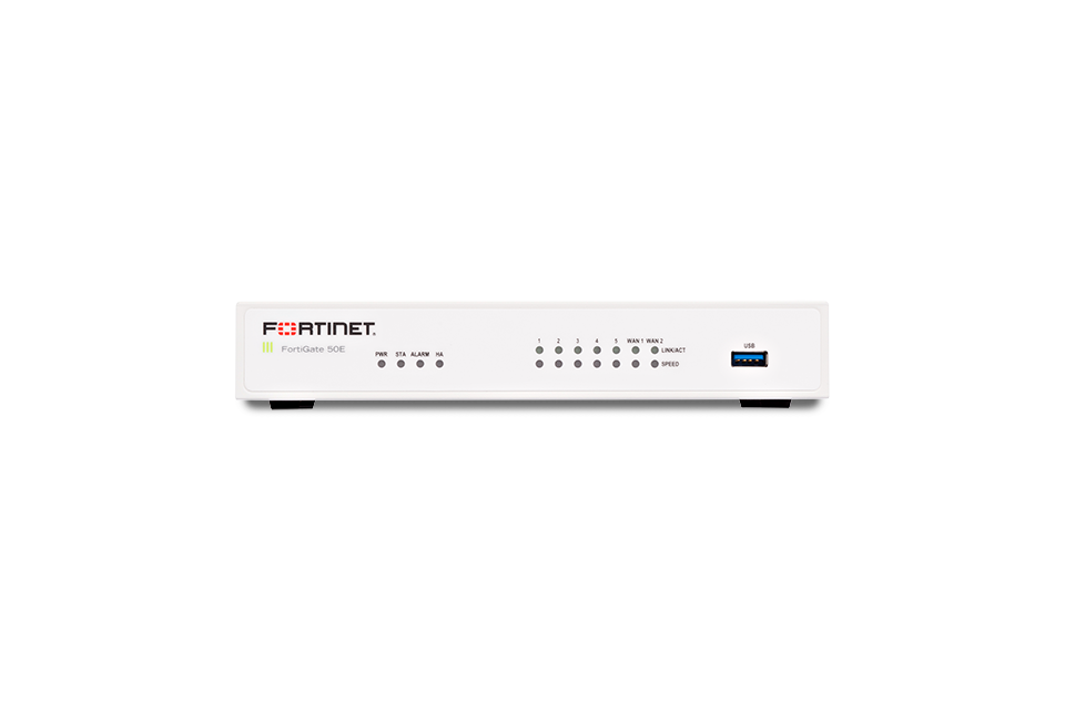 Fortinet FortiGate 50E Network Security/Firewall Appliance7  Port1000Base-TGigabit EthernetAES (256-bit), SHA-17 x RJ-45Rack-mou  FG-50E