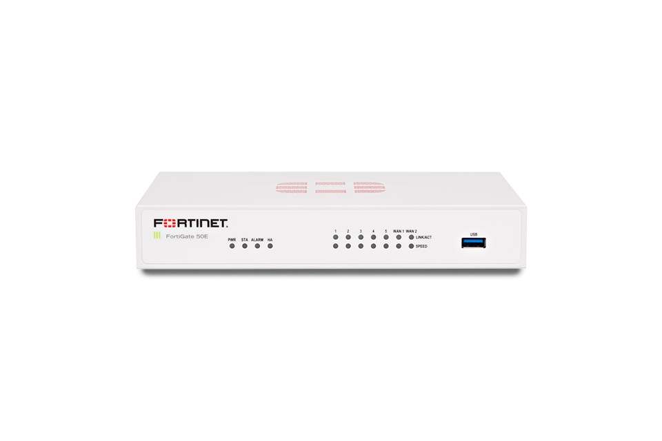 Fortinet FortiGate 50E Network Security/Firewall Appliance7 Port1000Base-TGigabit EthernetAES (256-bit), SHA-17 x RJ-45Rack-mou… FG-50E