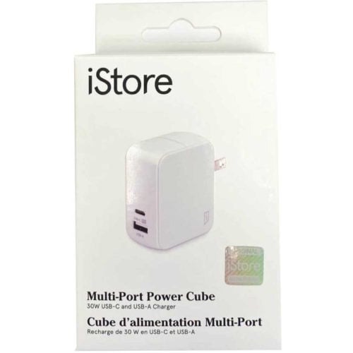 Targus iStore Multi-Port Power Cube 30W USB-C And USB-A Charger30 W3 A OutputWhite APA759CAI