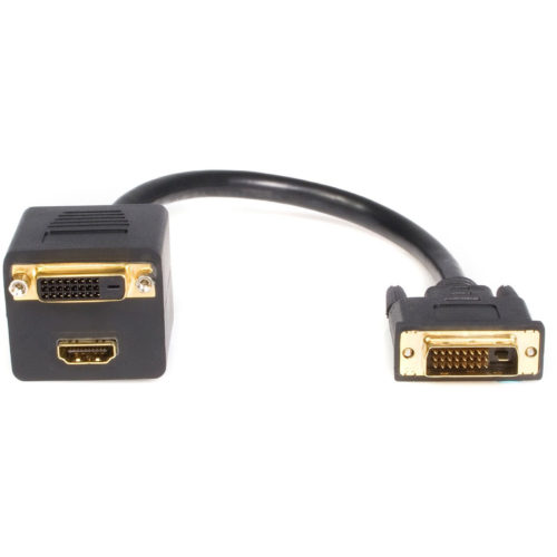 Startech .com 1 ft DVI-D to DVI-D & HDMI Splitter CableM/F1ftBlack DVISPL1DH