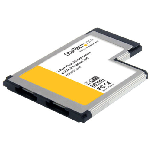 Startech .com 2 Port Flush Mount ExpressCard 54mm eSATA II Controller Adapter Card2 x 7-pin eSATA Female Serial ATA/300 External SATAEx… ECESATA254F
