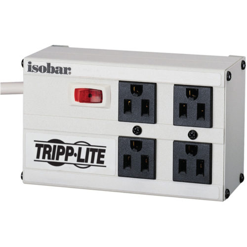 Tripp Lite Isobar Ultra Surge 4 outlet 6′ Cord Metal Housing 3330 Joules4 x NEMA 5-15R1440 VA125 V AC Input125 V AC Output IBAR4-6D