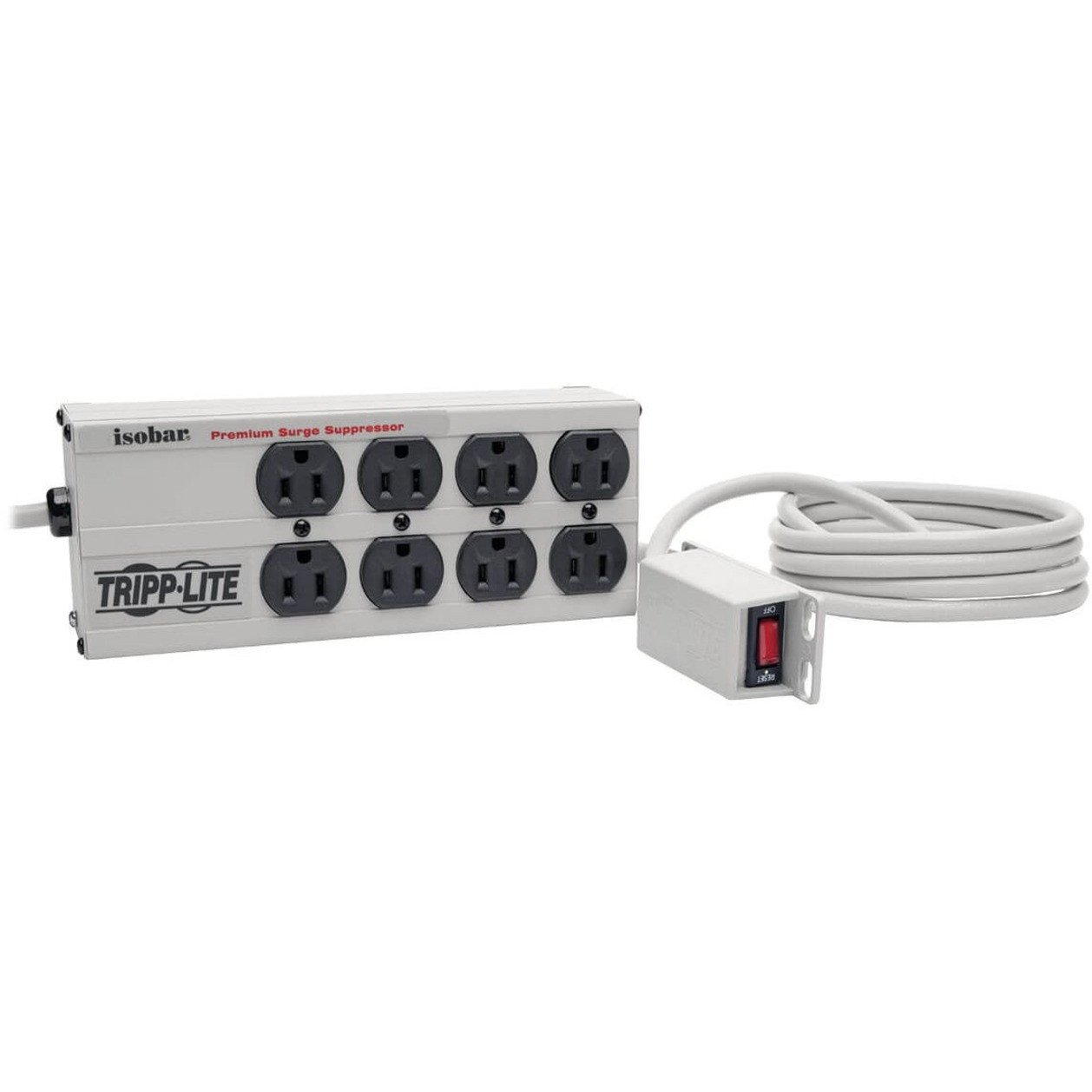 Tripp Lite Isobar Surge Protector Strip Metal 8 Outlet 12′ Cord 3840 JoulesReceptacles: 8 x NEMA 5-15R2350J IBAR8-15RM