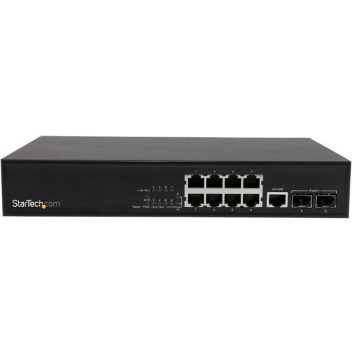 Startech .com 10 Port L2 Managed Gigabit Ethernet Switch with 2 Open SFP SlotsRack MountableScale your network and connect up to 10 di… IES101002SFP
