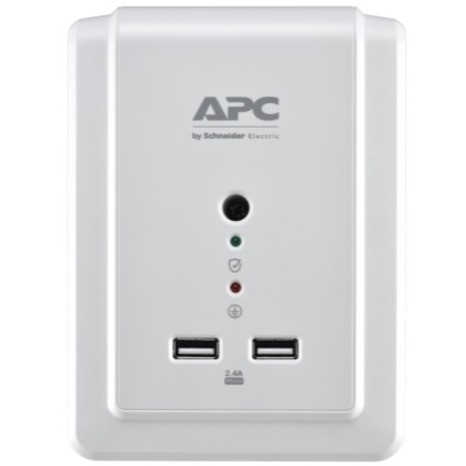 APC by Schneider Electric Essential SurgeArrest 6 Outlet Wall Mount With USB, 120V4 x NEMA 5-15R, 2 x USB1080 J120 V Input P6WU2