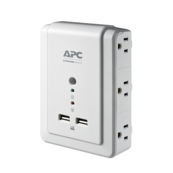 APC by Schneider Electric Essential SurgeArrest 6 Outlet Wall Mount With USB, 120V4 x NEMA 5-15R, 2 x USB1080 J120 V Input P6WU2