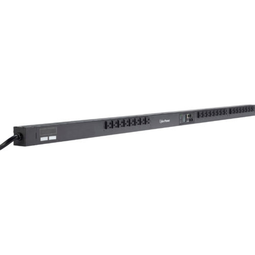 Cyber Power PDU31101 Single Phase 100120 VAC 20A Monitored PDU24 Outlets, 10 ft, NEMA L5-20P (5-20P Adapter), Vertical, 0U, SNMP, LCD, … PDU31101