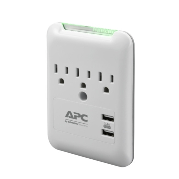 APC by Schneider Electric SurgeArrest Essential 3-Outlet Surge Suppressor/Protector3 x NEMA 5-15R, 2 x USB1800 VA540 J120 V AC Input PE3WU3